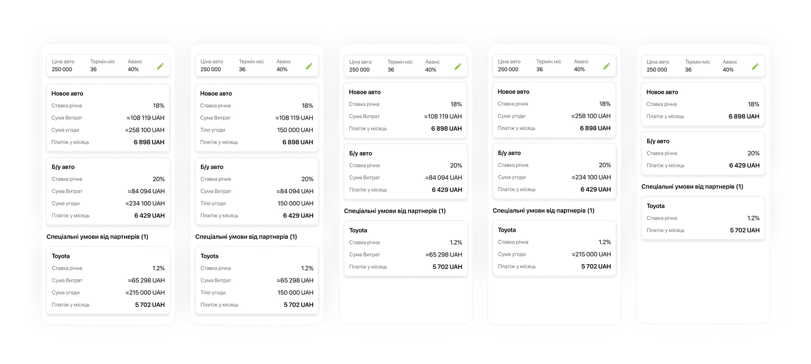Calculation presentation options on web